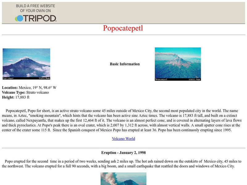 Popocatepetl Handout Popocatepetl Handout