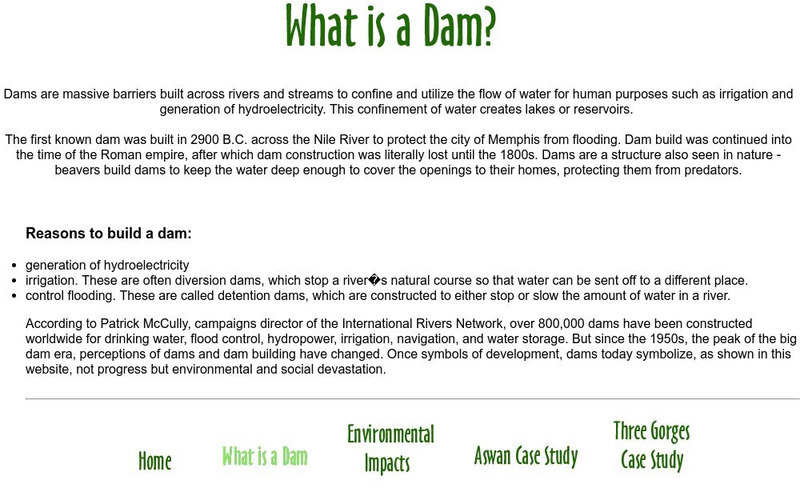 Mc Gill University: What Is a Dam? Handout Mc Gill University: What Is a Dam? Handout