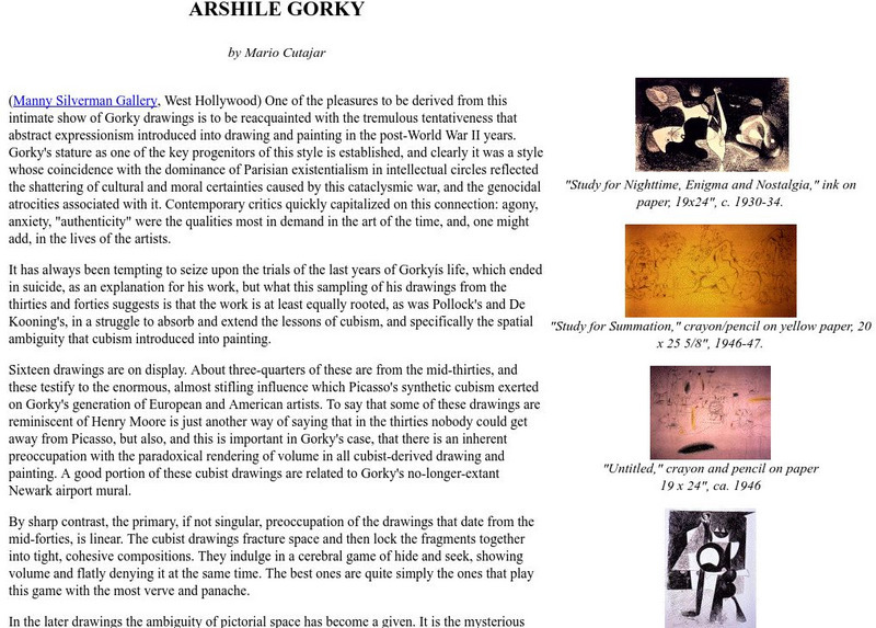 Arshile Gorky Website Arshile Gorky Website