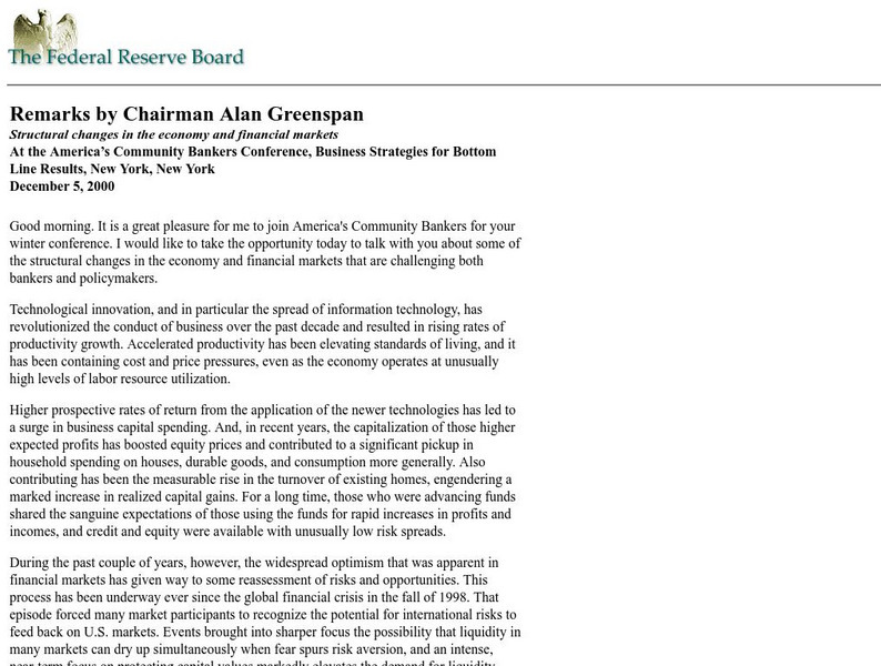 Federal Reserve Board: Structural Changes in the Economy and Financial Markets Primary Federal Reserve Board: Structural Changes in the Economy and Financial Markets Primary