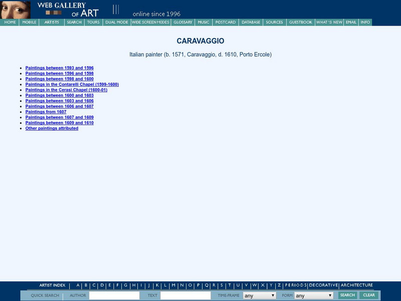 Web Gallery of Art: Caravaggio Graphic Web Gallery of Art: Caravaggio Graphic