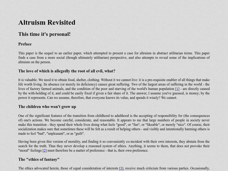 Utilitarian.org: Altruism Revisited Article Utilitarian.org: Altruism Revisited Article