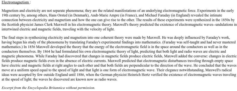 University of Oregon: Electromagnetism Handout University of Oregon: Electromagnetism Handout
