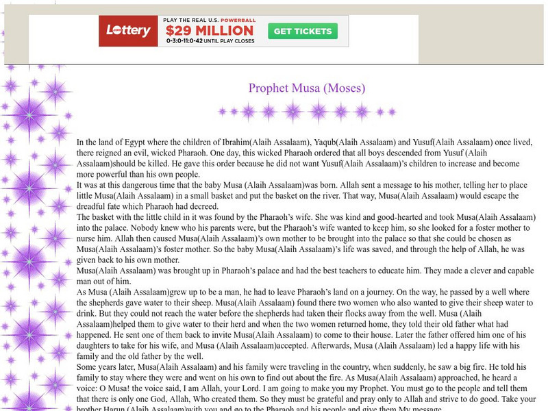 Islamic Kids: Prophet Musa (Moses) Article Islamic Kids: Prophet Musa (Moses) Article
