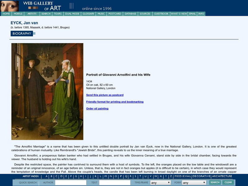 Web Gallery of Art: Portrait of Giovanni Arnolfini and His Wife Graphic