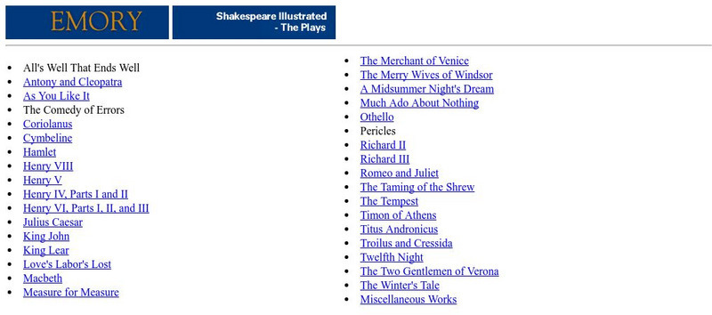 Emory University: Shakespeare Illustrated the Plays Handout