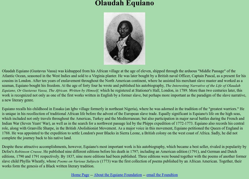 Equiano Foundation: Olaudah Equiano's Life Activity Equiano Foundation: Olaudah Equiano's Life Activity