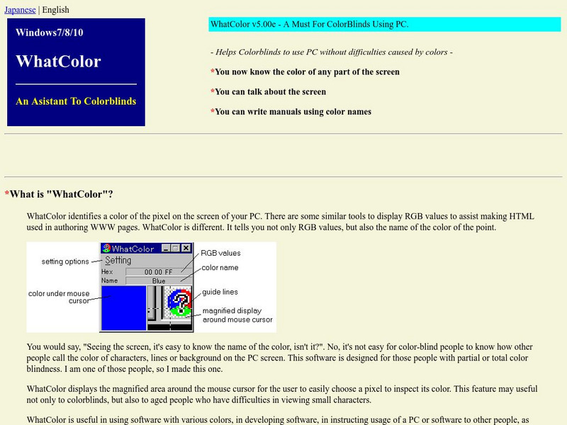 What Color: Color Reading Pc Utility for Colorblinds Website What Color: Color Reading Pc Utility for Colorblinds Website