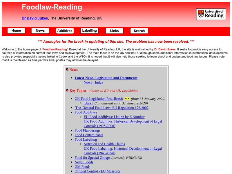 University of Reading: Foodlaw Reading Website University of Reading: Foodlaw Reading Website