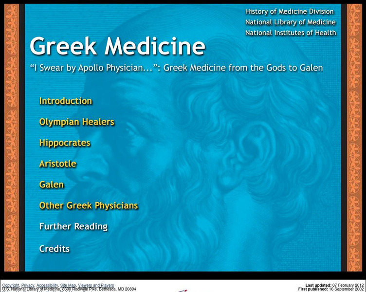 National Library of Medicine: Greek Medicine Website National Library of Medicine: Greek Medicine Website