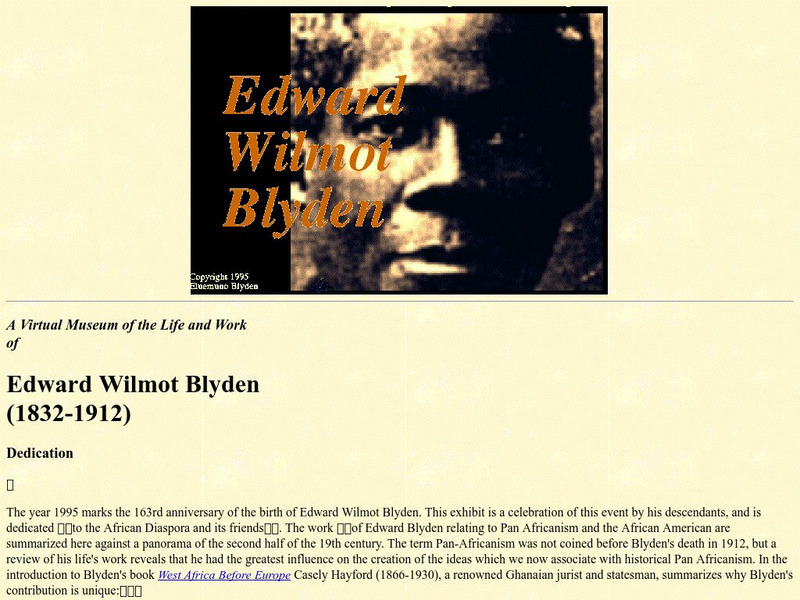 Edward Wilmot Blyden Handout Edward Wilmot Blyden Handout