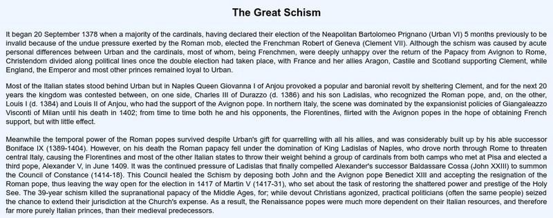 Web Gallery of Art: The Great Schism Handout
