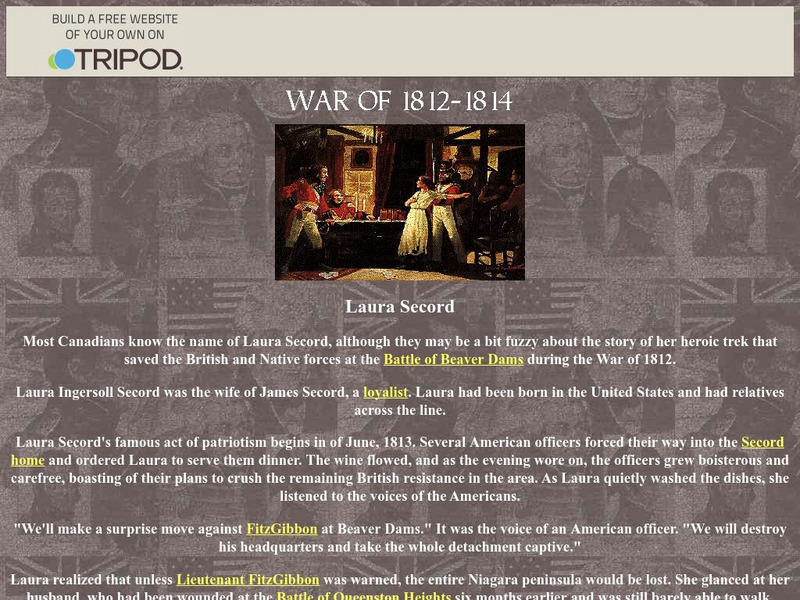 War of 1812 1814: Laura Secord Activity