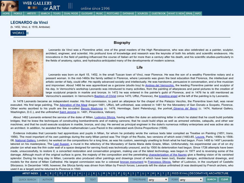 Web Gallery of Art: Leonardo Da Vinci Website Web Gallery of Art: Leonardo Da Vinci Website
