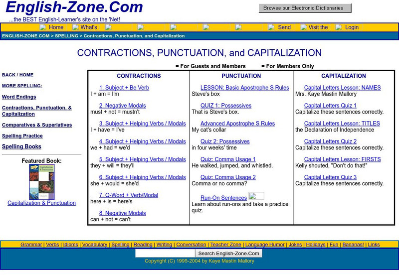 English Zone: Contraction Quizzes Unknown Type English Zone: Contraction Quizzes Unknown Type