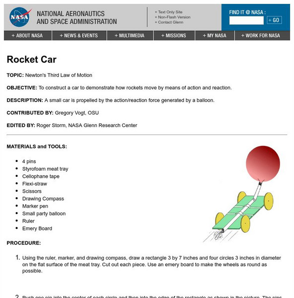Nasa Glenn Research Center: Rocket Car (Class Activity) Activity Nasa Glenn Research Center: Rocket Car (Class Activity) Activity