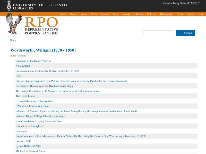 University of Toronto: William Wordsworth Primary University of Toronto: William Wordsworth Primary
