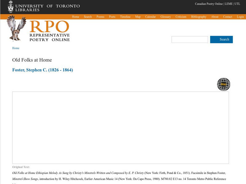 University of Toronto: Stephen C. Foster, Old Folks at Home Website University of Toronto: Stephen C. Foster, Old Folks at Home Website