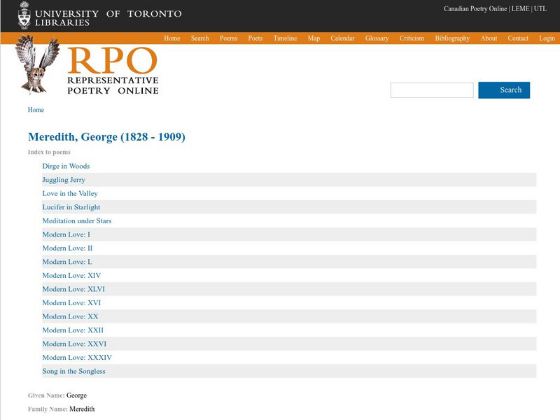 University of Toronto: Poetry of George Meredith eBook University of Toronto: Poetry of George Meredith eBook