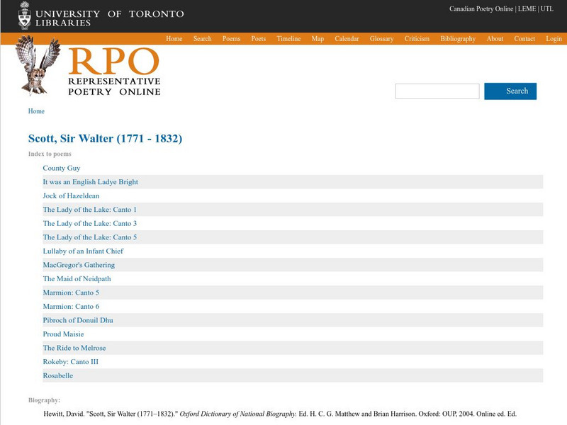 University of Toronto: Poetry of Sir Walter Scott Primary University of Toronto: Poetry of Sir Walter Scott Primary