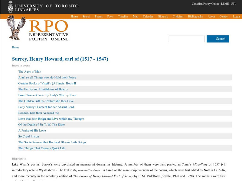 Poetry of Henry Howard, Earl of Surrey Website Poetry of Henry Howard, Earl of Surrey Website