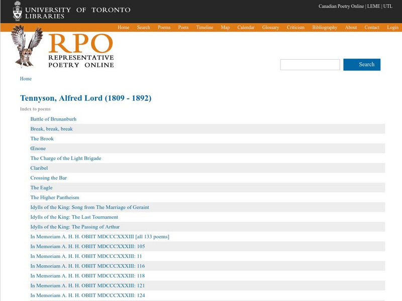 University of Toronto: Poetry of Alfred Lord Tennyson eBook University of Toronto: Poetry of Alfred Lord Tennyson eBook