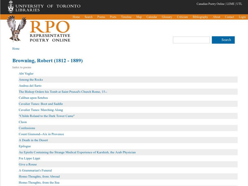 Univ. Of Toronto: Selected Poetry of Robert Browning eBook Univ. Of Toronto: Selected Poetry of Robert Browning eBook
