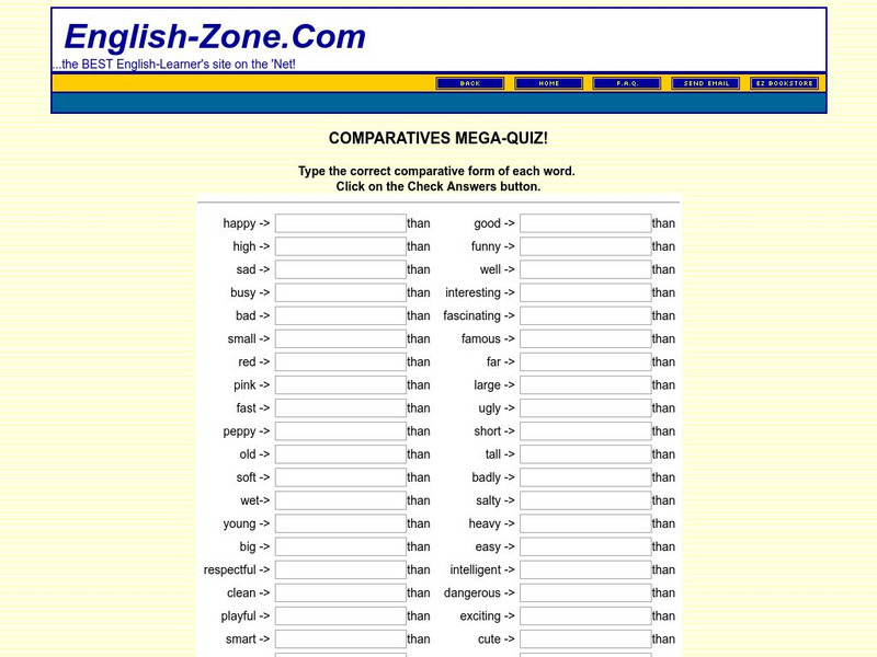 English zone.com: Comparatives Mega Quiz Activity