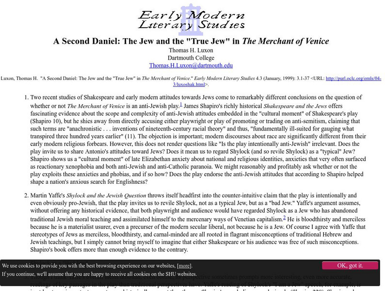 Literary Studies: A Second Daniel in Merchant Website Literary Studies: A Second Daniel in Merchant Website