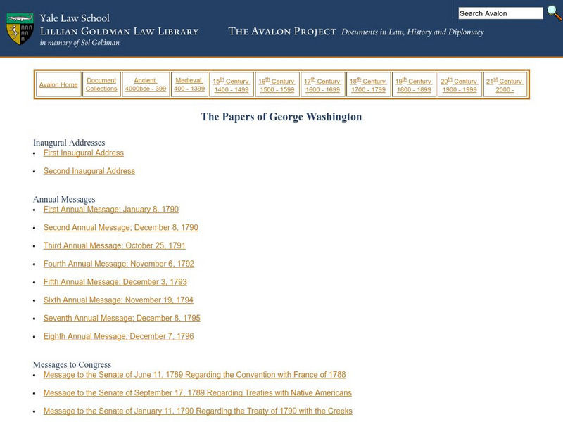 Yale Law School: The Papers of George Washington Primary Yale Law School: The Papers of George Washington Primary