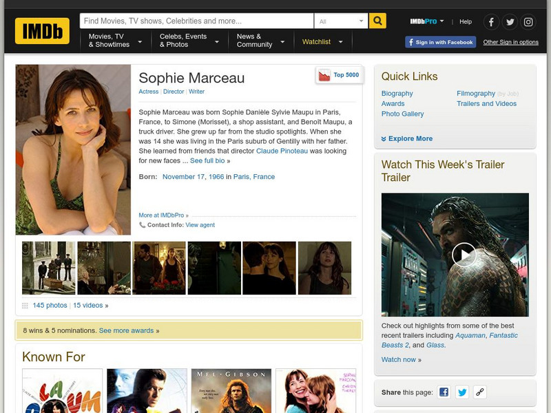 Internet Movie Database: Sophie Marceau Handout Internet Movie Database: Sophie Marceau Handout