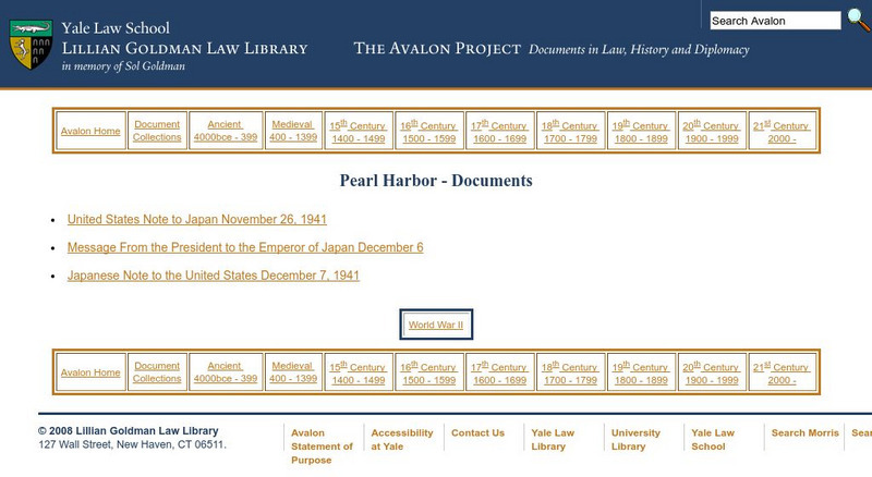 Avalon Project: Pearl Harbor Documents Primary Avalon Project: Pearl Harbor Documents Primary