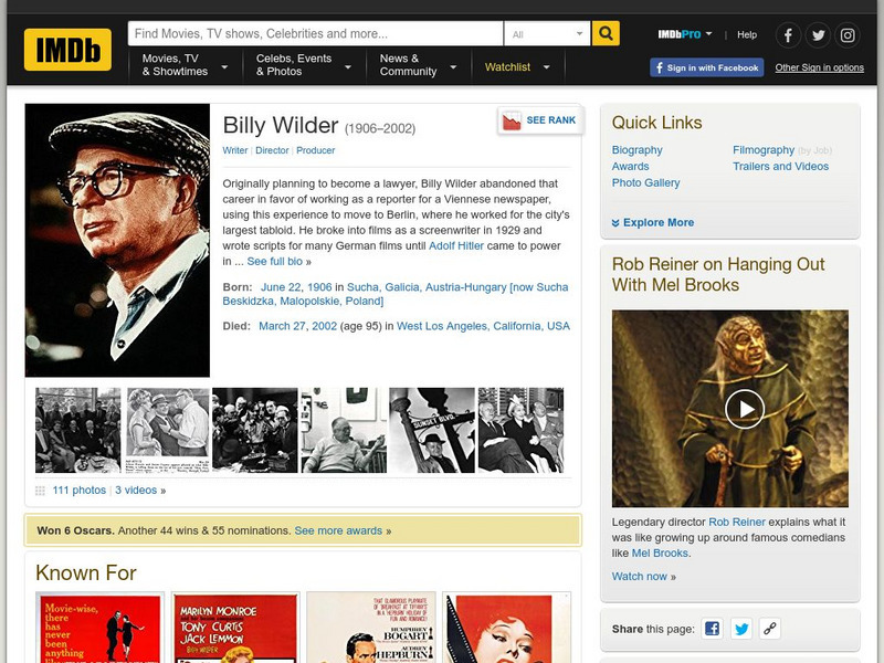 Im Db: Billy Wilder Website