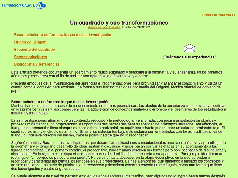 Cientec: Un Cuadrado Y Sus Transformaciones Activity Cientec: Un Cuadrado Y Sus Transformaciones Activity