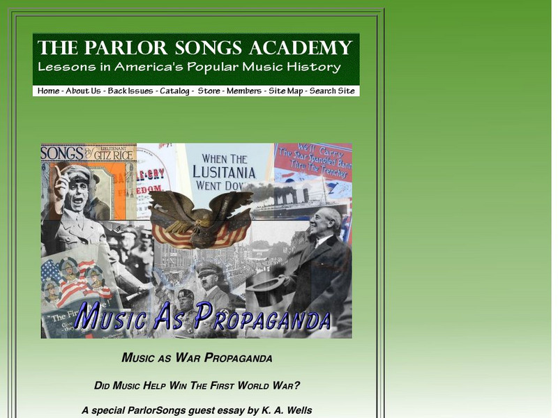 Parlor Songs Academy: Music as Propaganda in World War I Website Parlor Songs Academy: Music as Propaganda in World War I Website