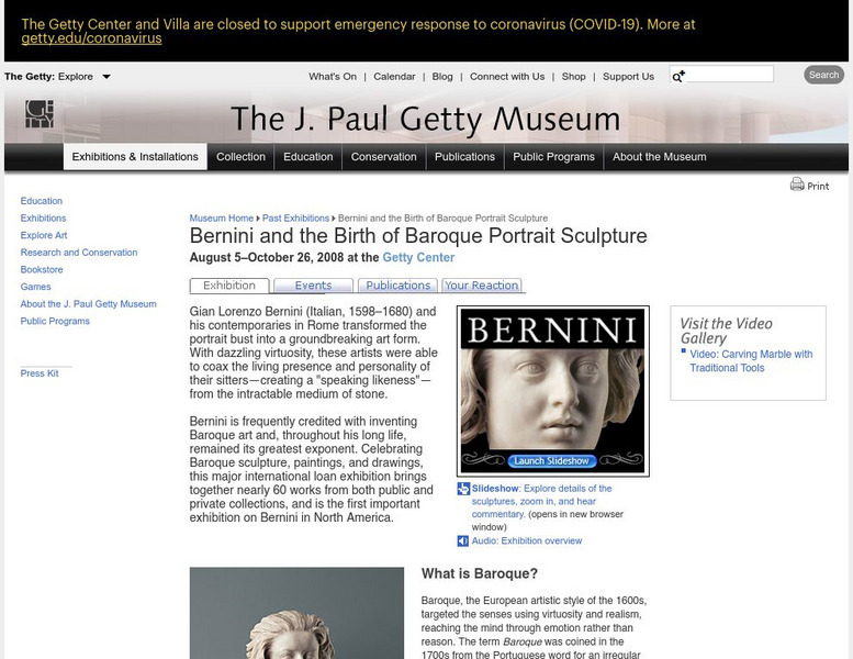 J. Paul Getty Museum: Bernini and the Birth of Baroque Portrait Sculpture Website J. Paul Getty Museum: Bernini and the Birth of Baroque Portrait Sculpture Website