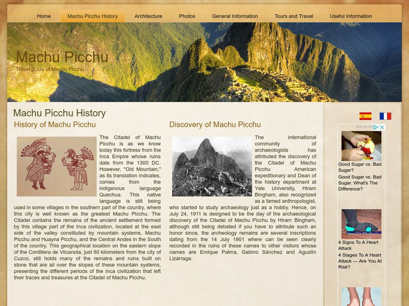 Machu Picchu Travel Guide: Machu Picchu History Handout Machu Picchu Travel Guide: Machu Picchu History Handout