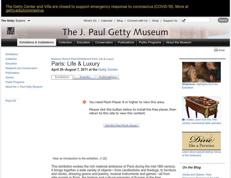 J. Paul Getty Museum: Paris: Life and Luxury Website J. Paul Getty Museum: Paris: Life and Luxury Website