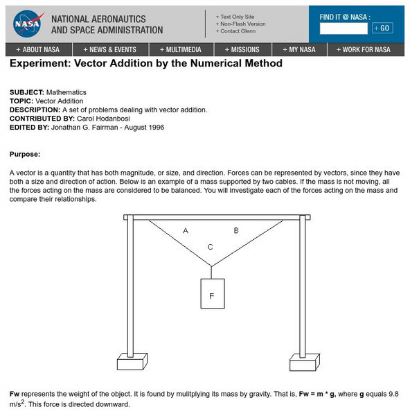 Nasa: Vector Addition by the Numerical Method Unknown Type Nasa: Vector Addition by the Numerical Method Unknown Type