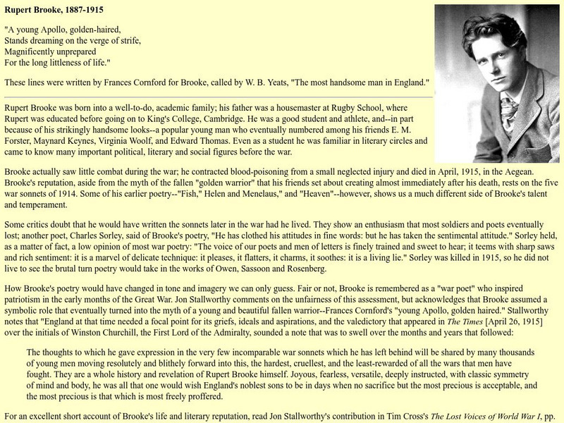 Rupert Brooke, 1887 1915 Activity Rupert Brooke, 1887 1915 Activity