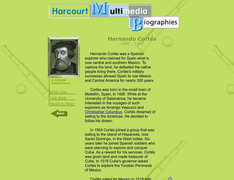 Harcourt: Biographies: Hernando Cortes 1485 1547 Unit Plan Harcourt: Biographies: Hernando Cortes 1485 1547 Unit Plan
