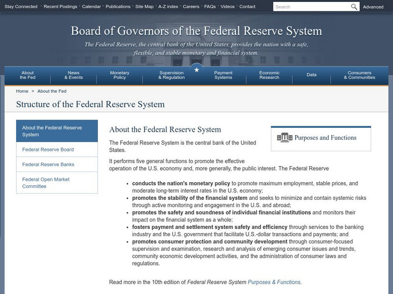 Federal Reserve Board: The Structure of the Federal Reserve System Handout Federal Reserve Board: The Structure of the Federal Reserve System Handout