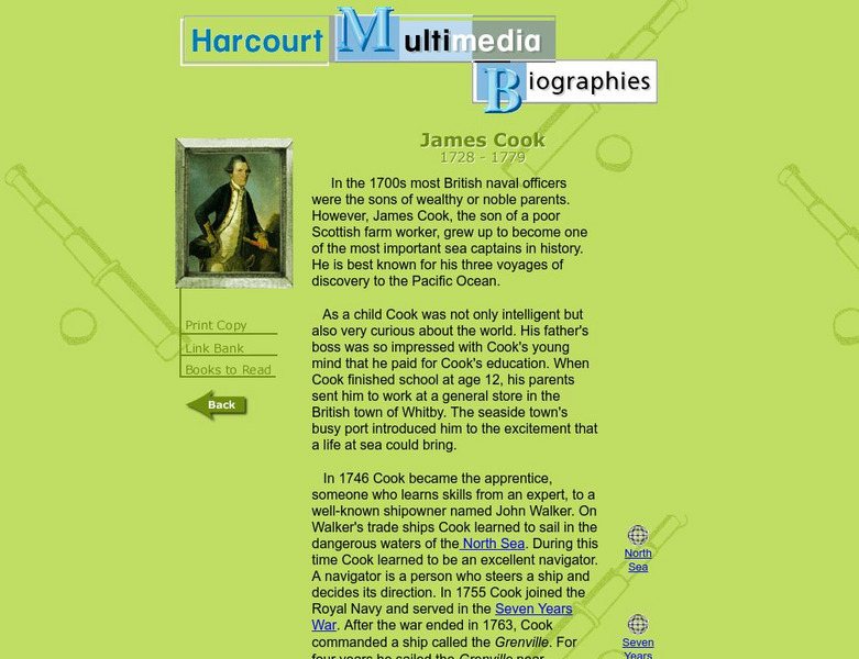 Harcourt: Biographies: James Cook (1728 1779) Website Harcourt: Biographies: James Cook (1728 1779) Website