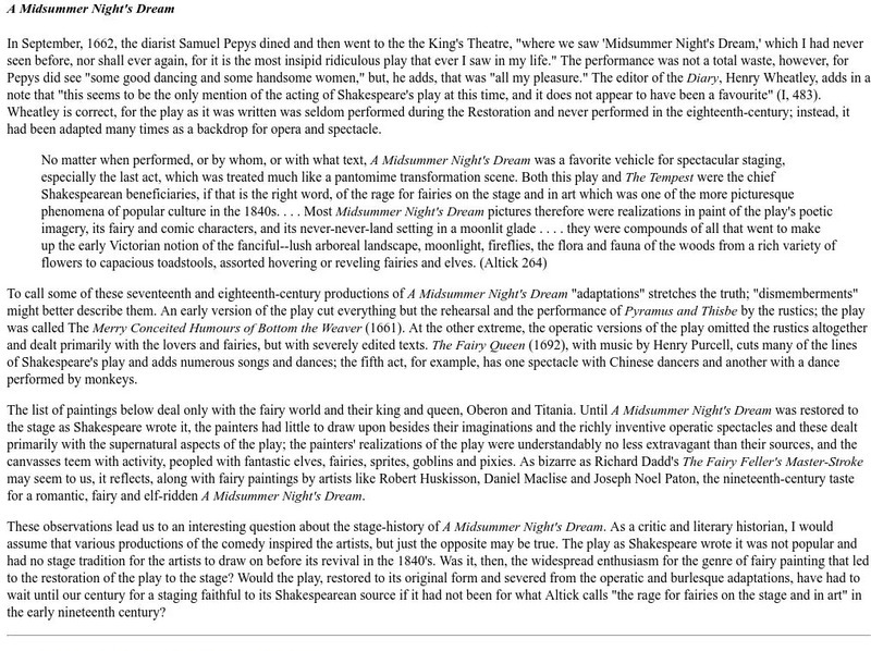 Emory University: Midsummer Night's Dream Handout Emory University: Midsummer Night's Dream Handout