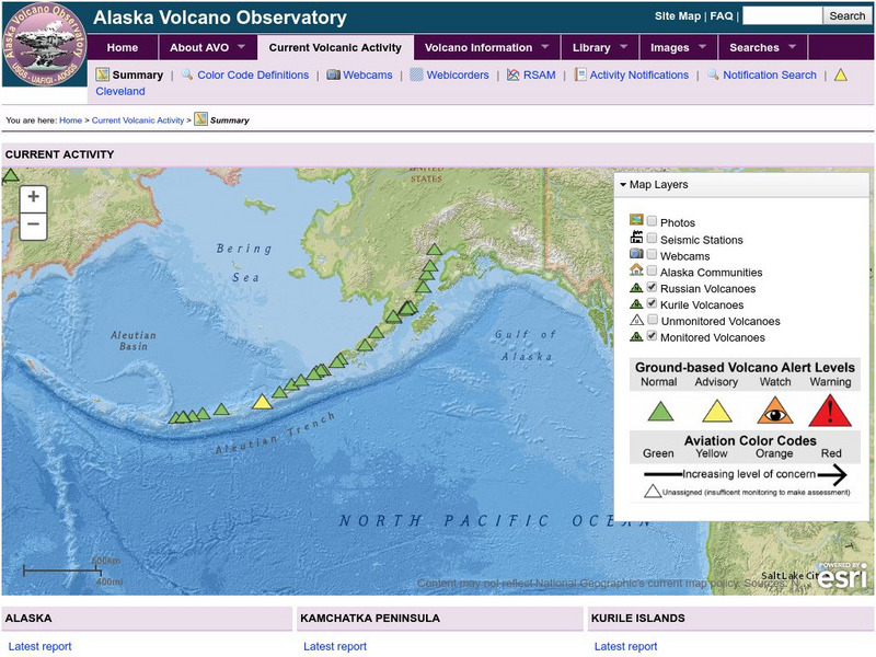 Alaska Volcano Observatory: Current Volcanic Activity in Alaska Website
