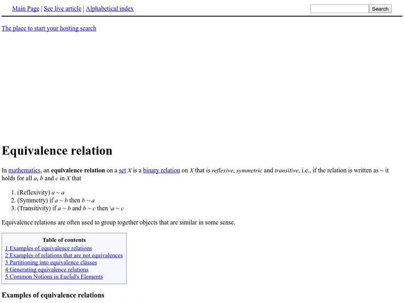 Equivalence Relation of Equality Handout