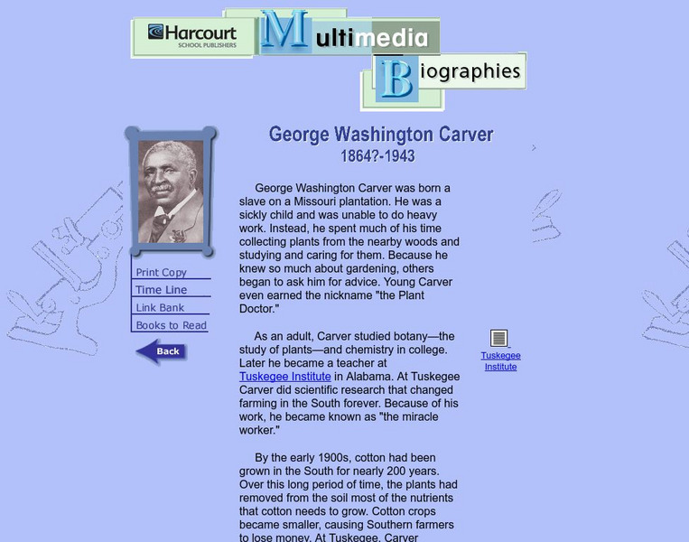Harcourt: Biographies: George Washington Carver Handout Harcourt: Biographies: George Washington Carver Handout