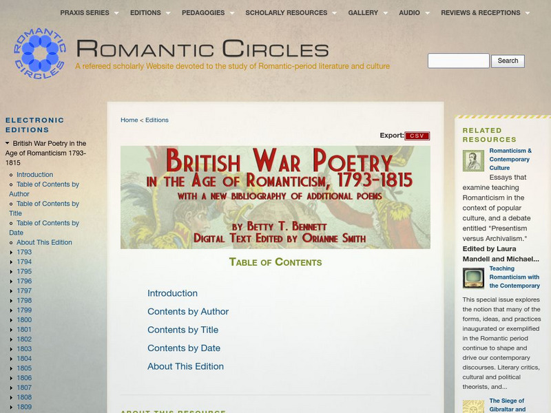 British War Poetry in the Age of Romanticism Activity British War Poetry in the Age of Romanticism Activity