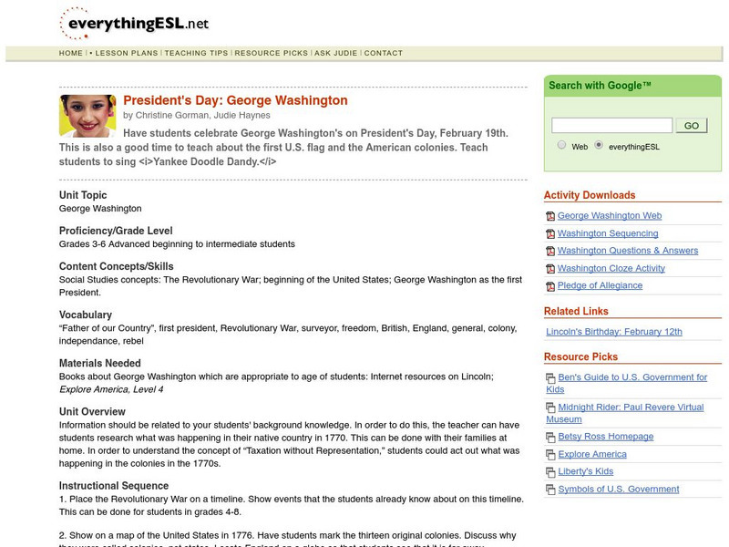 President's Day: George Washington Lesson Plan President's Day: George Washington Lesson Plan