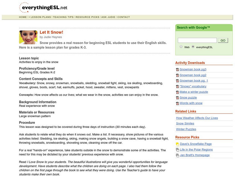 Let It Snow! Lesson Plan Let It Snow! Lesson Plan